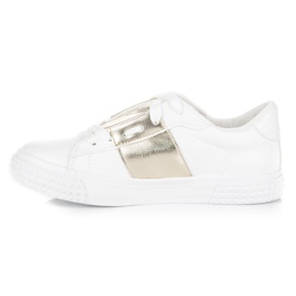 Baskets mode sport blanches jaune 5