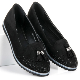 Muto Ballerines en daim à franges le noir 5