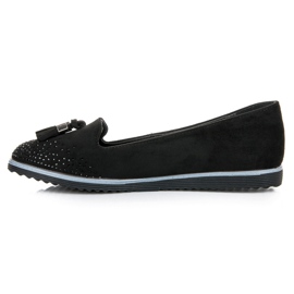 Muto Ballerines en daim à franges le noir 3