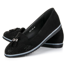 Muto Ballerines en daim à franges le noir 4