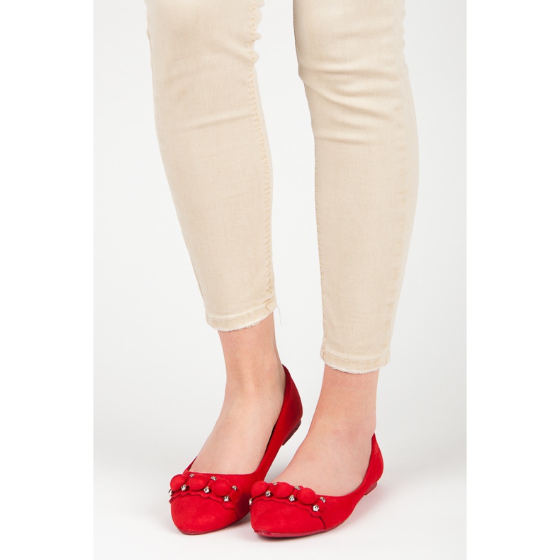 Seastar Ballerines col V en daim rouge 1