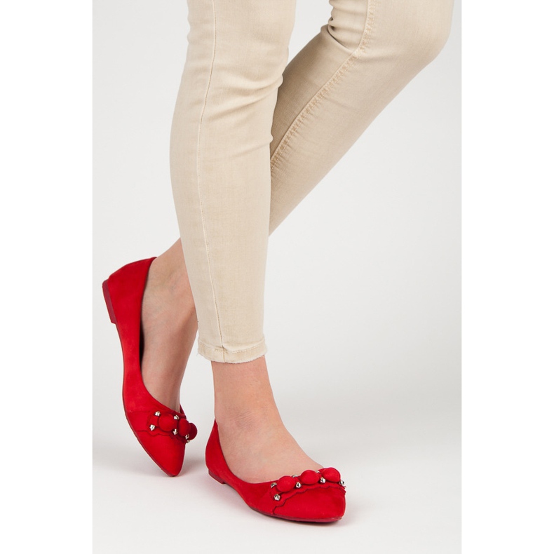 Seastar Ballerines col V en daim rouge 2
