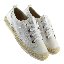 Baskets espadrilles blanches à lacets B-140 White 4