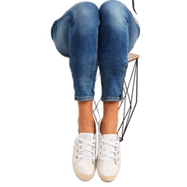 Baskets espadrilles blanches à lacets B-140 White 2