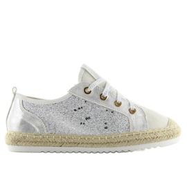 Baskets espadrilles blanches à lacets B-140 White 5