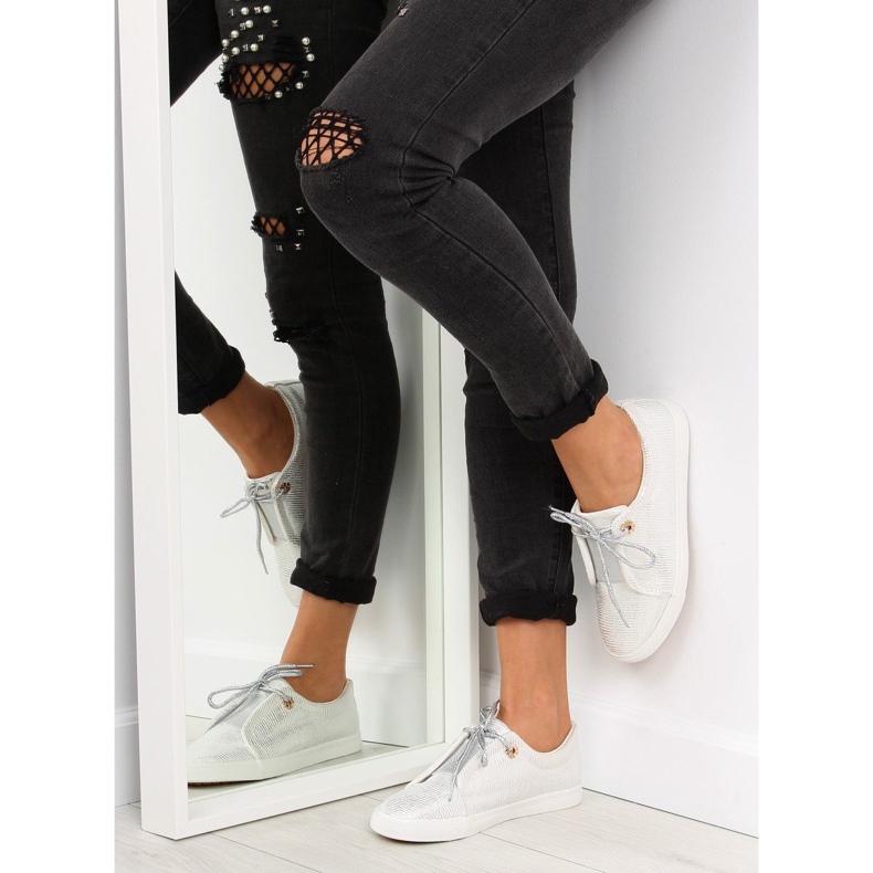 Baskets argentées pour femmes MB102 Blanc gris 1