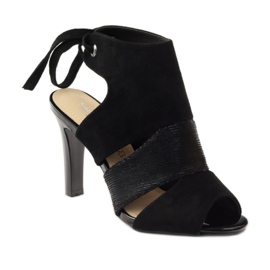 Sandales en daim nouées Sergio Leone 1489 noir 1