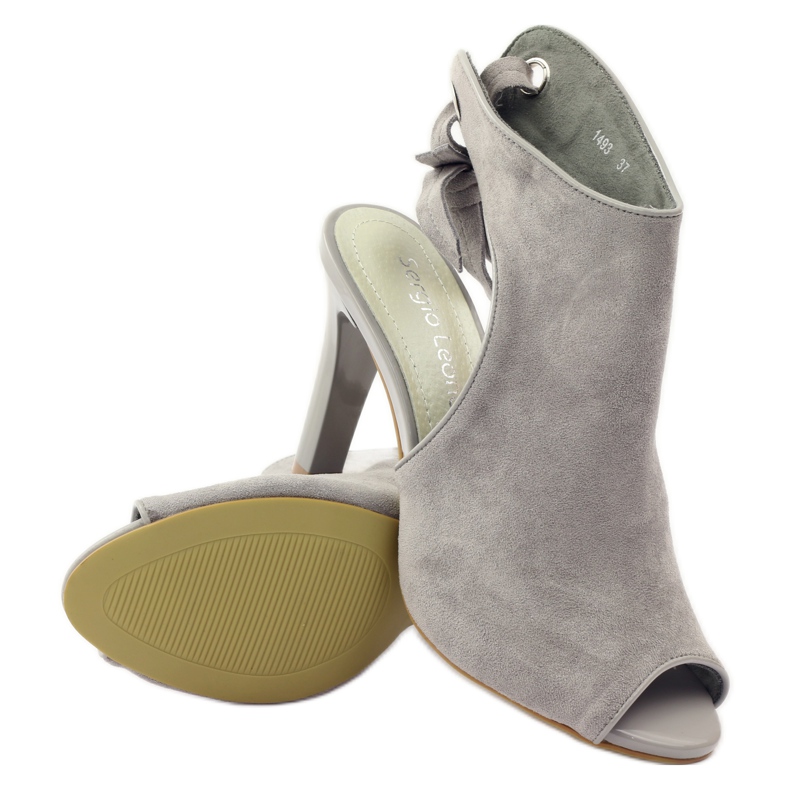 Sandales en daim nouées Sergio Leone 1493 gris 3