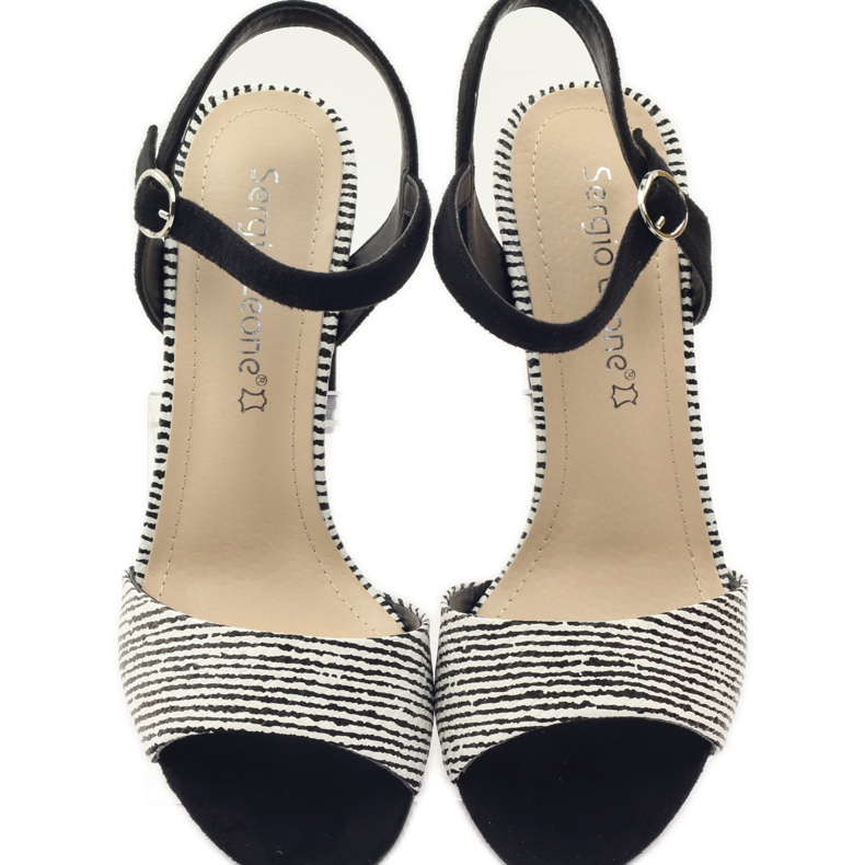 Sandales sur le poteau Sergio Leone 820 à rayures blanc noir 4