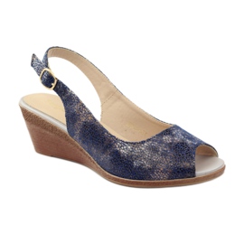 Sandales compensées Sergio Leone 811 bleu marin 1