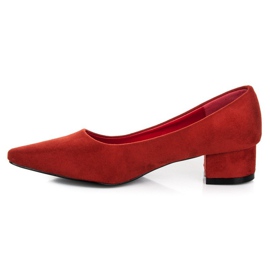 Best Shoes Escarpins en daim à petits talons rouge 1