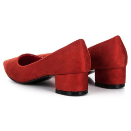 Best Shoes Escarpins en daim à petits talons rouge 2