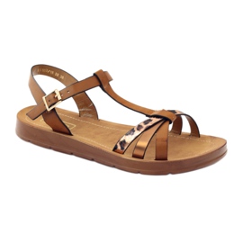 Filippo Sandales femme panthère wz 103 brun jaune 1