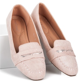 Small Swan Mocassins en daim à paillettes rose 5