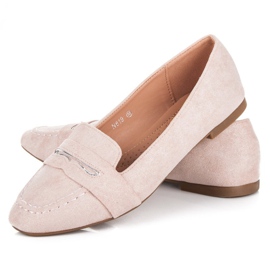 Small Swan Mocassins en daim à paillettes rose 4