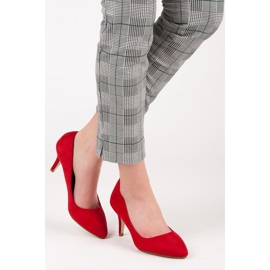 Escarpins à talon en daim rouge 2