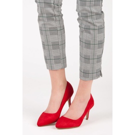 Escarpins à talon en daim rouge 1