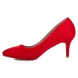 Escarpins à talon en daim rouge 3
