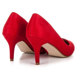 Escarpins à talon en daim rouge 4