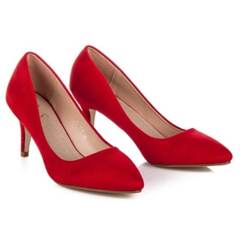 Escarpins à talon en daim rouge 5
