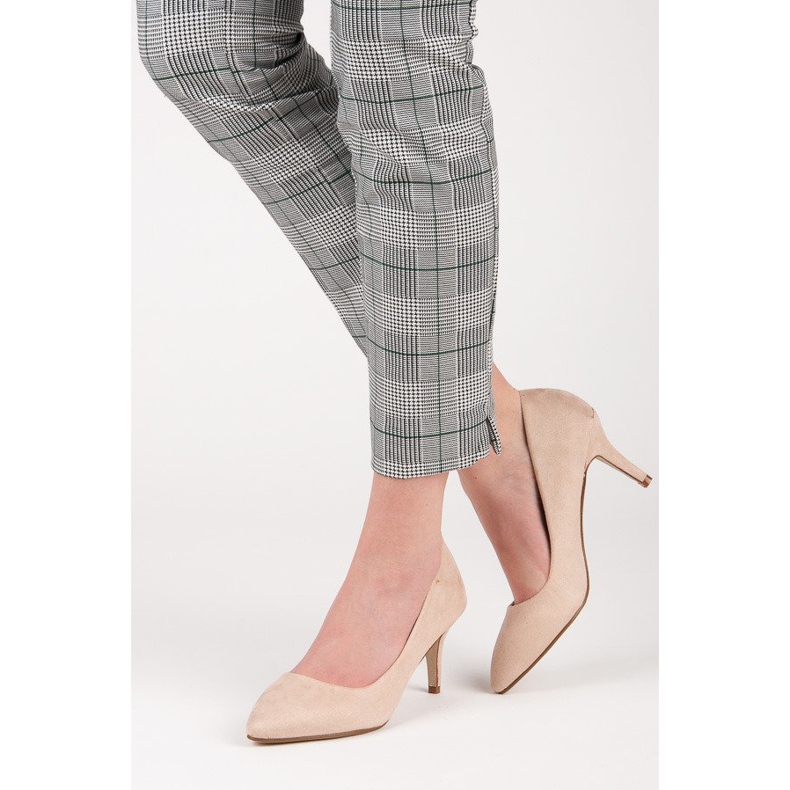 Escarpins à talon en daim brun 2