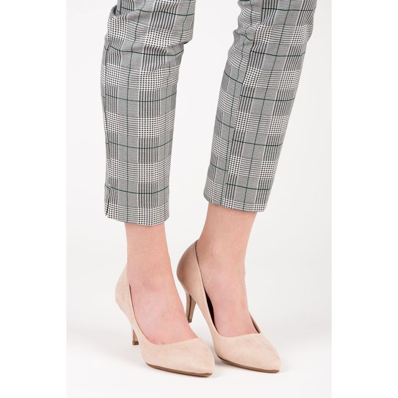 Escarpins à talon en daim brun 1