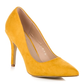 Escarpins en daim jaune 4