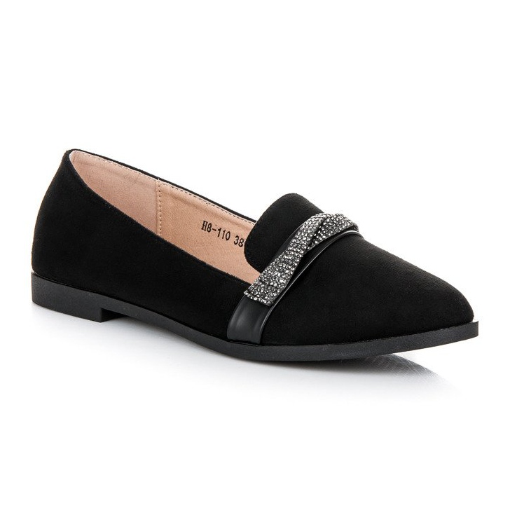 Bestelle Chaussures en daim avec cristaux noir 1