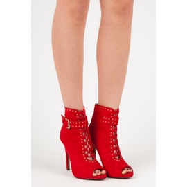 Seastar Bottines en daim à bout ouvert rouge 6