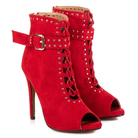 Seastar Bottines en daim à bout ouvert rouge 5