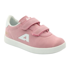 American Club Baskets de sport à semelle intérieure en cuir américain rose blanc 1