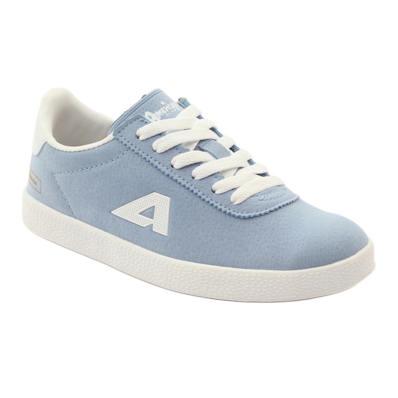 American Club Baskets de sport à semelle intérieure en cuir américain bleu blanche 1