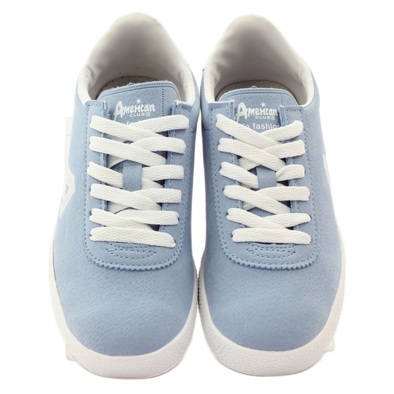 American Club Baskets de sport à semelle intérieure en cuir américain bleu blanche 4