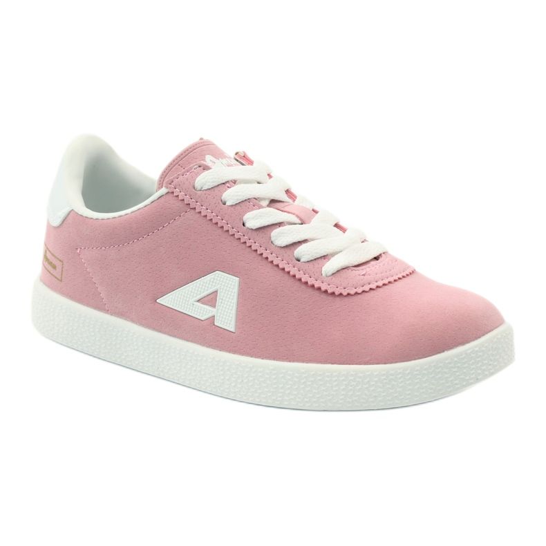 American Club Baskets de sport à semelle intérieure en cuir américain blanc rose 1