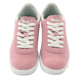 American Club Baskets de sport à semelle intérieure en cuir américain blanc rose 4