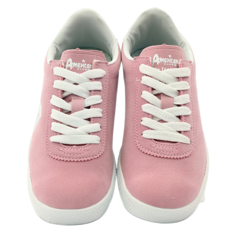 American Club Baskets de sport à semelle intérieure en cuir américain blanc rose 4