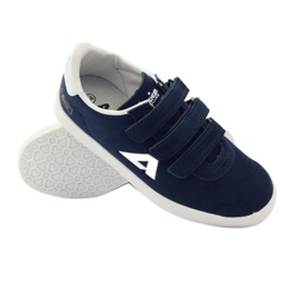 American Club Incrustation sportive en cuir américain bleu marin blanche 3