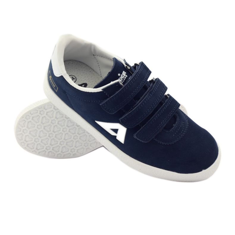 American Club Incrustation sportive en cuir américain bleu marine blanc 3