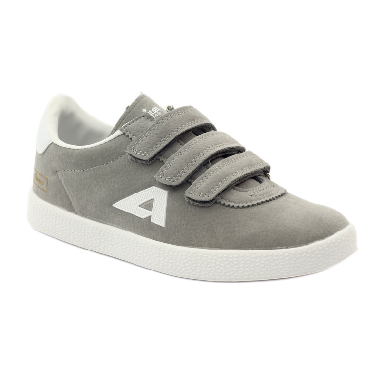 American Club Incrustation sportive en cuir américain gris blanche 1