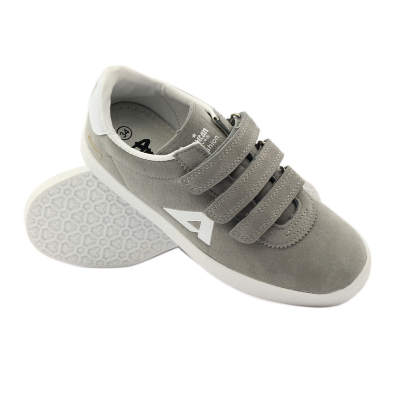 American Club Incrustation sportive en cuir américain gris blanc 3