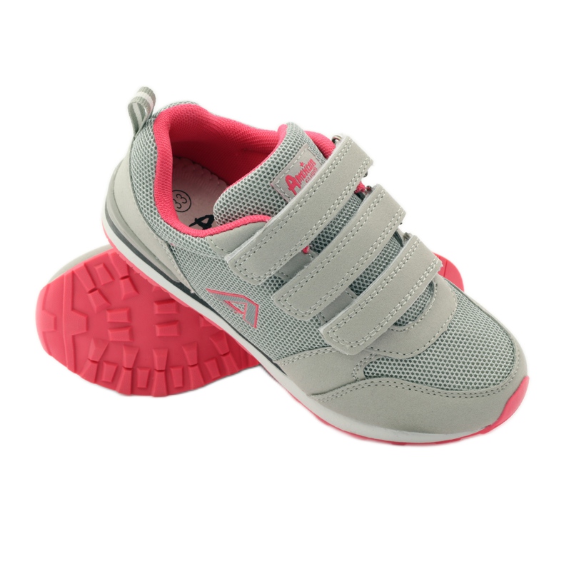 American Club Chaussures de sport American 9 avec empiècement en cuir rose gris 3