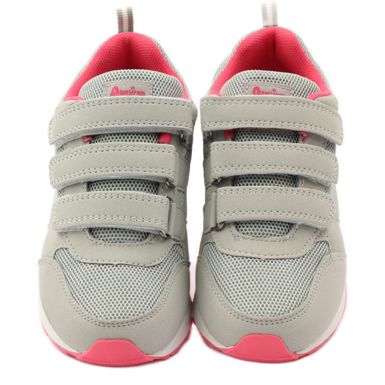 American Club Chaussures de sport American 9 avec empiècement en cuir rose gris 4