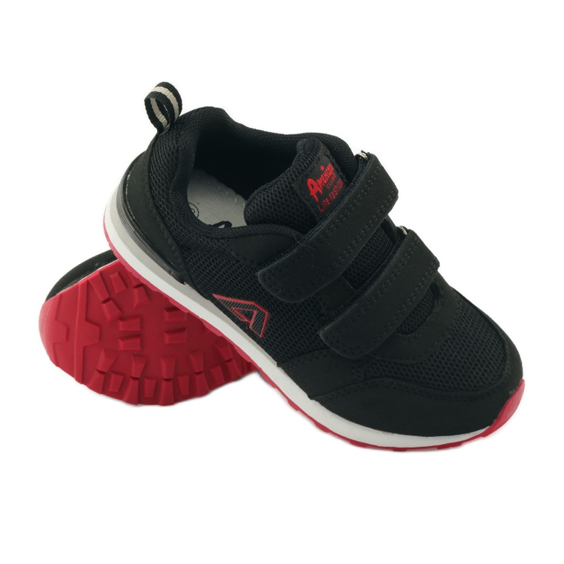 American Club Chaussures de sport à semelle intérieure en cuir américain rouge noir 3