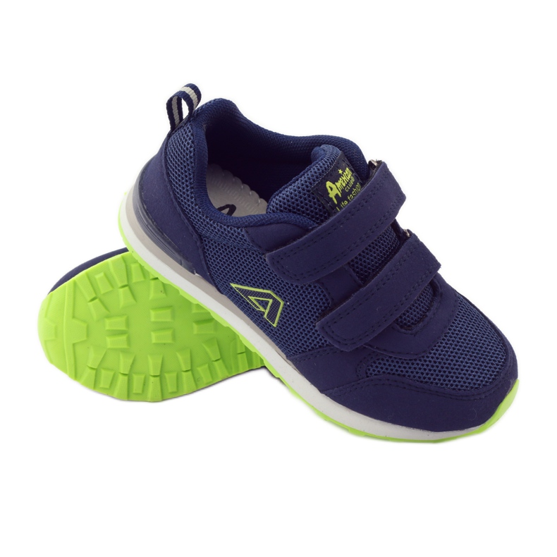 American Club Chaussures de sport à semelle intérieure en cuir américain bleu marine vert 3
