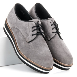 Ch. Creation Bottines à lacets en daim gris 5