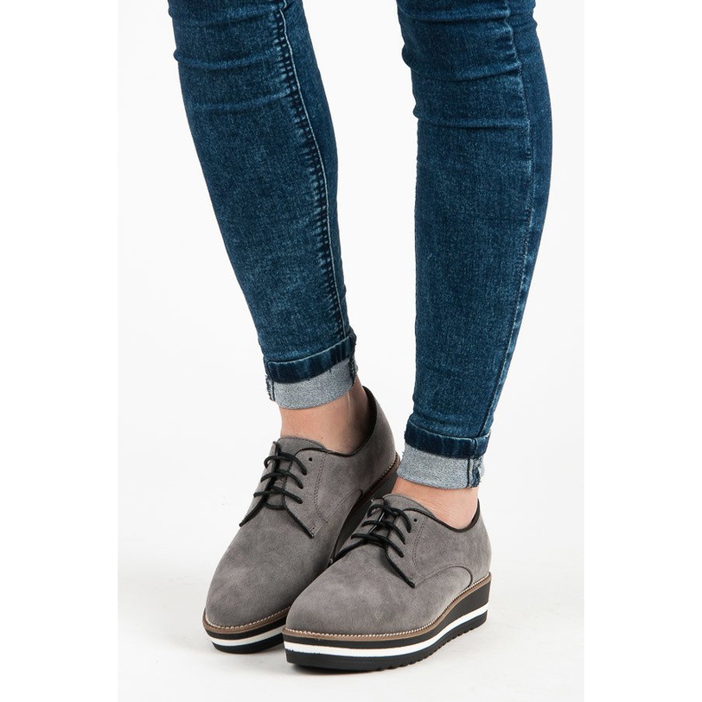 Ch. Creation Bottines à lacets en daim gris 1