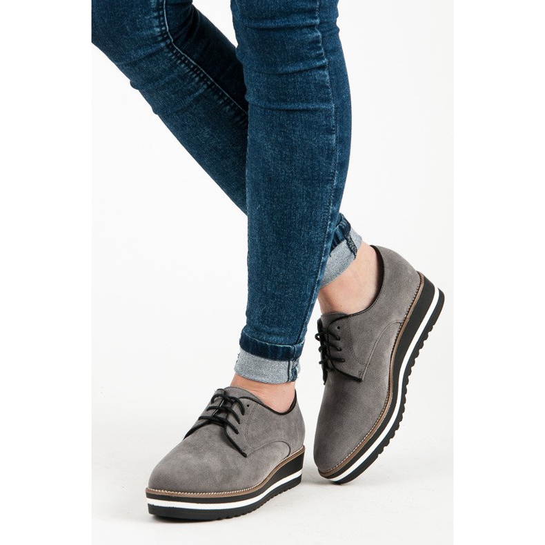 Ch. Creation Bottines à lacets en daim gris 2