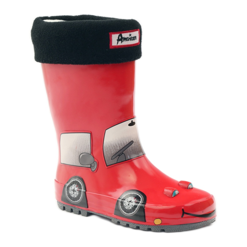 American Club Chaussette Galoches plus semelle intérieure RED CAR rouge gris noir 1