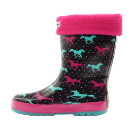 American Club Chaussettes galoches + insert chevaux américains noir vert rose 2