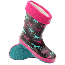 American Club Chaussettes galoches + insert chevaux américains le noir vert rose 3